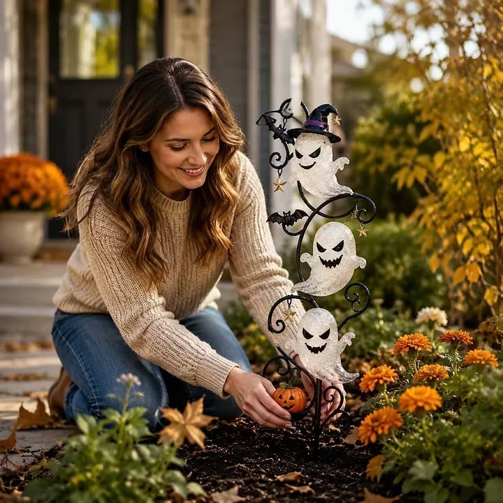 π» Solar Halloween Little Ghost Garden Stake Light