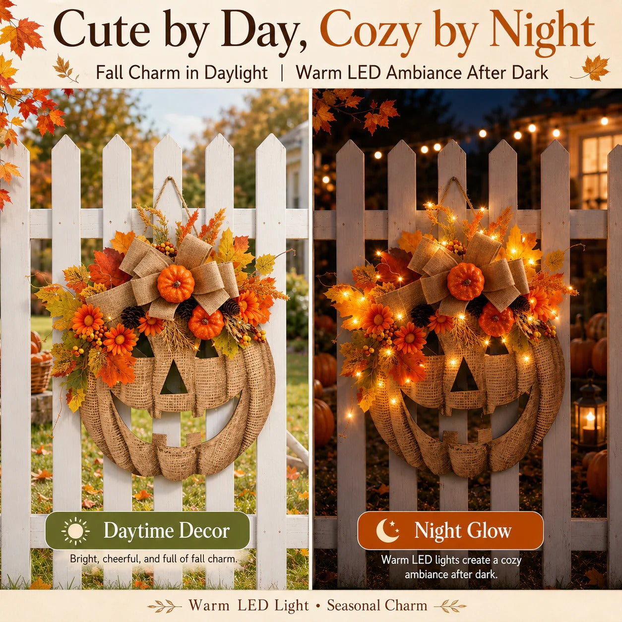 Wooden Pumpkin Halloween Door Sign/Hanging Decoration