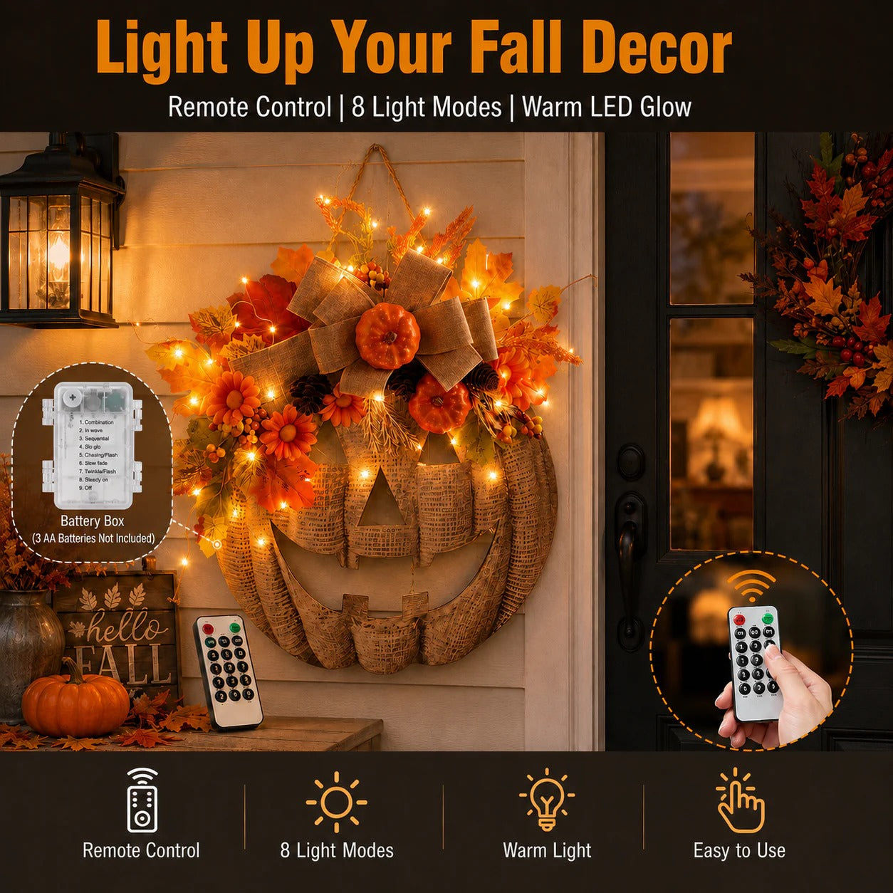 Wooden Pumpkin Halloween Door Sign/Hanging Decoration