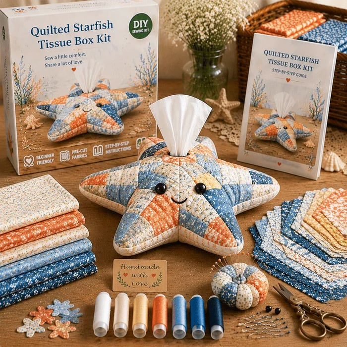 DIY Ocean Animal Tissue Box Sewing Kit - Fun Animal & Ocean Friends!