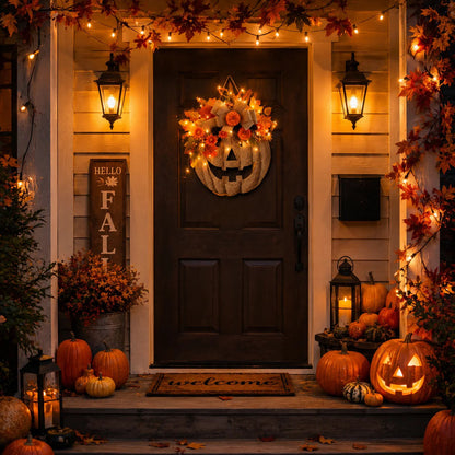 Wooden Pumpkin Halloween Door Sign/Hanging Decoration