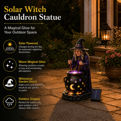 Halloween Witch Glowing Cauldron Solar Light