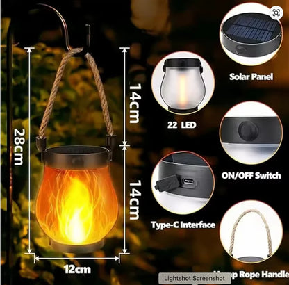 🔥Last Chance Before They're Gone! Solar Flame Lanterns – No Wiring, Auto-On at Dusk!