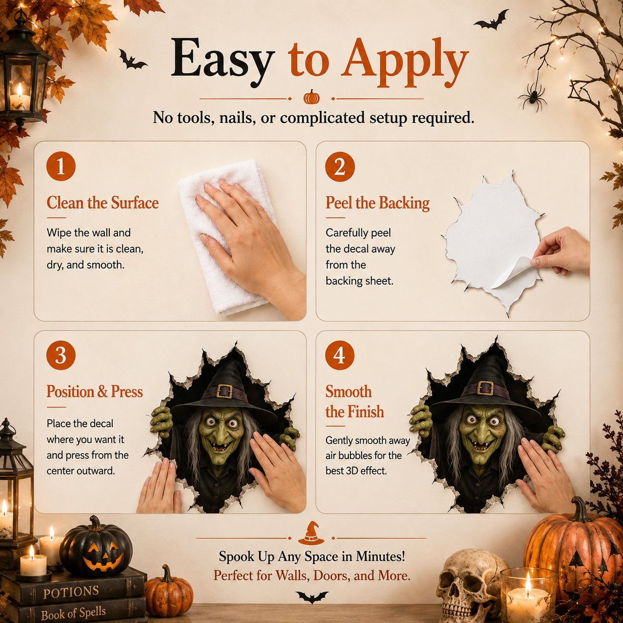🔥Last Day 49% OFF-Halloween Break-In 3D Wall Decals
