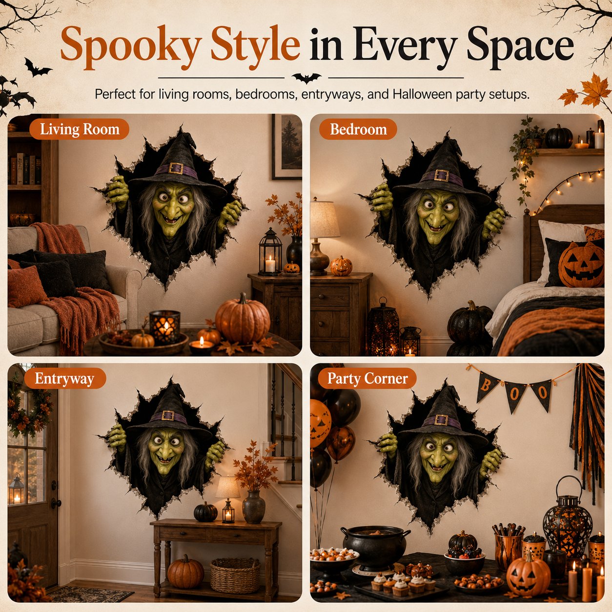 🔥Last Day 49% OFF-Halloween Break-In 3D Wall Decals