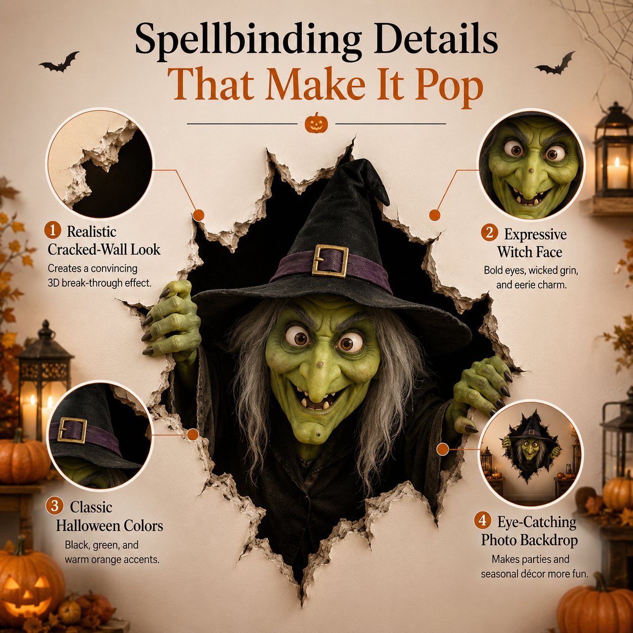 🔥Last Day 49% OFF-Halloween Break-In 3D Wall Decals