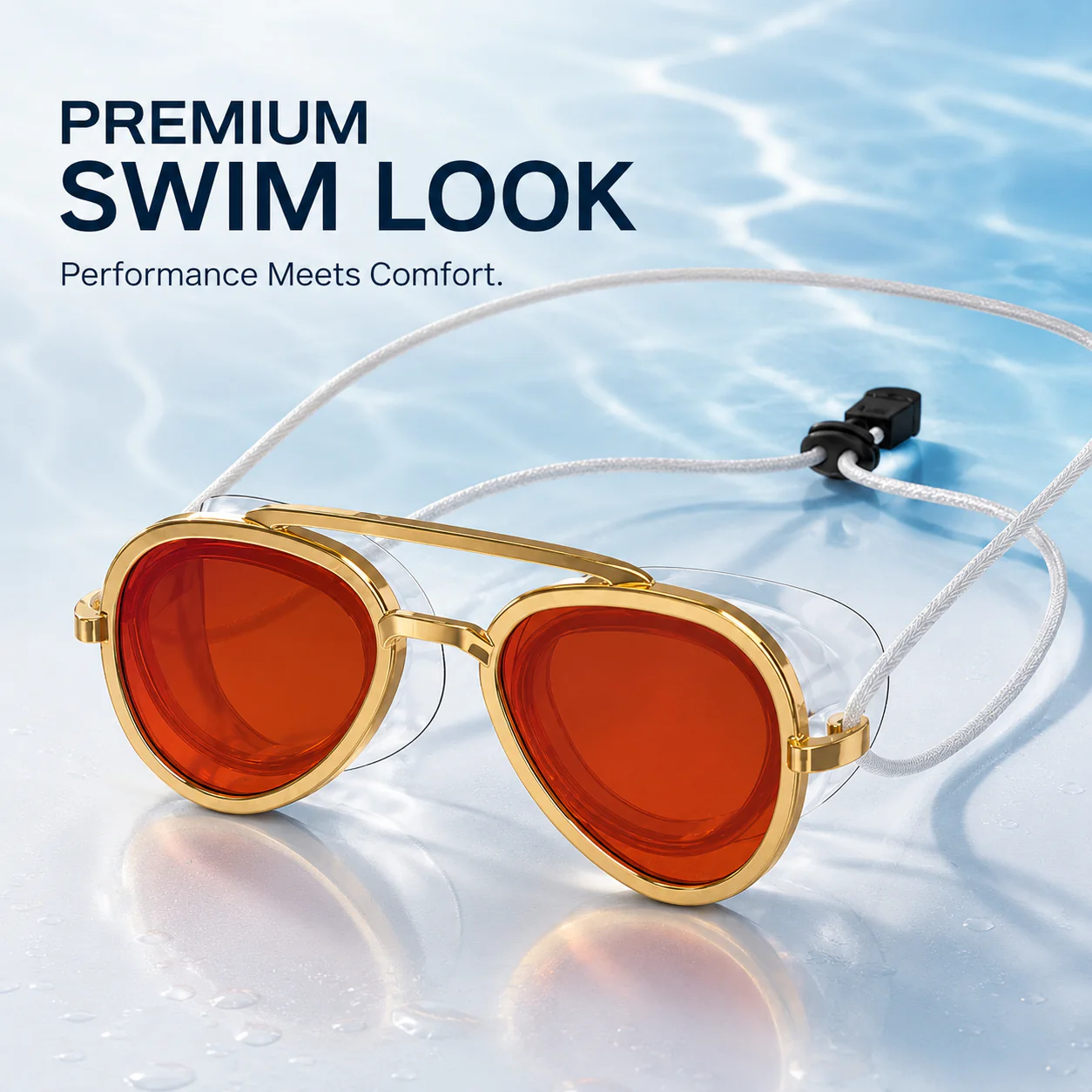 Premium Aviator Swim GogglesAnti-Leak Wide View TrainingMask