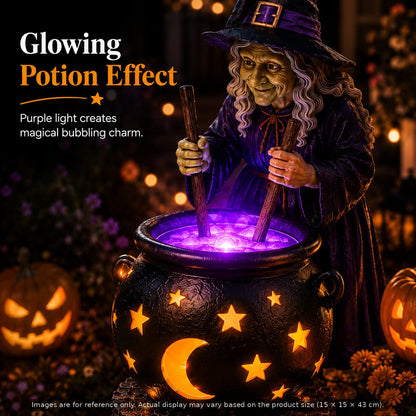☀️🔮Solar Witch Cauldron Garden Light – Glowing Halloween Yard Decor