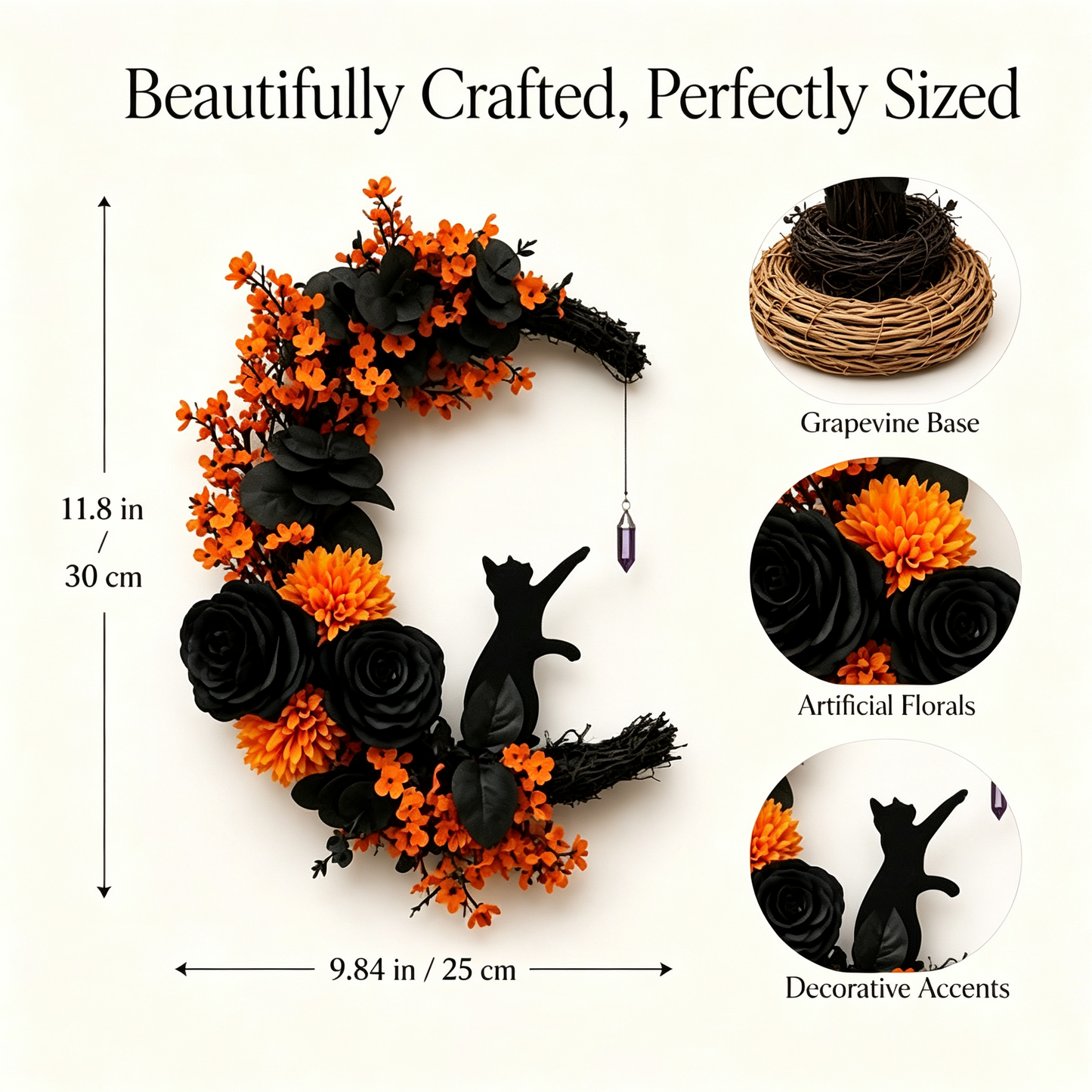 Handmade Halloween Cat Wreath