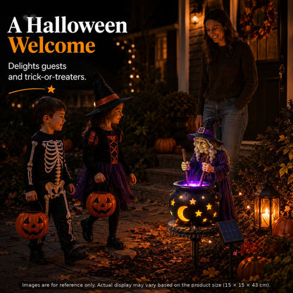 ☀️🔮Solar Witch Cauldron Garden Light – Glowing Halloween Yard Decor
