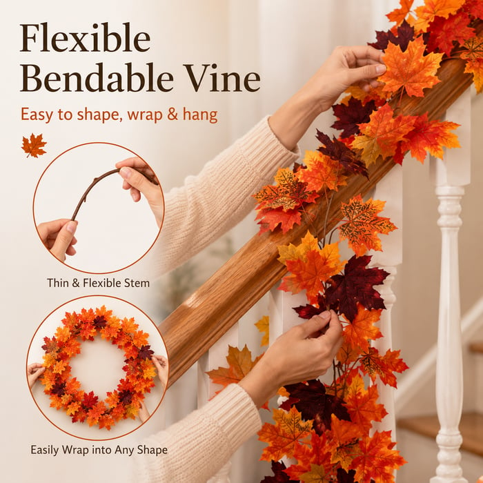Artificial Maple Leaf Garland – Fall Autumn Decoration Vine