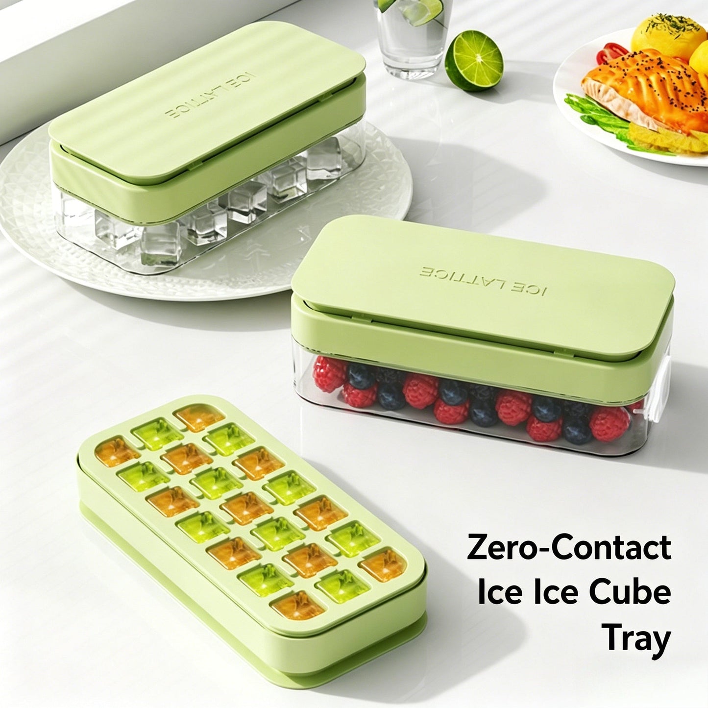 21 Compartment Press Type Ice Mold With Storage Box