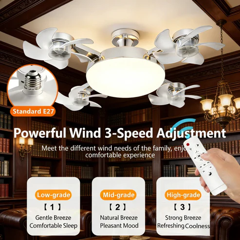 2-in-1 E27 Ceiling Fan Light WithRemote Control