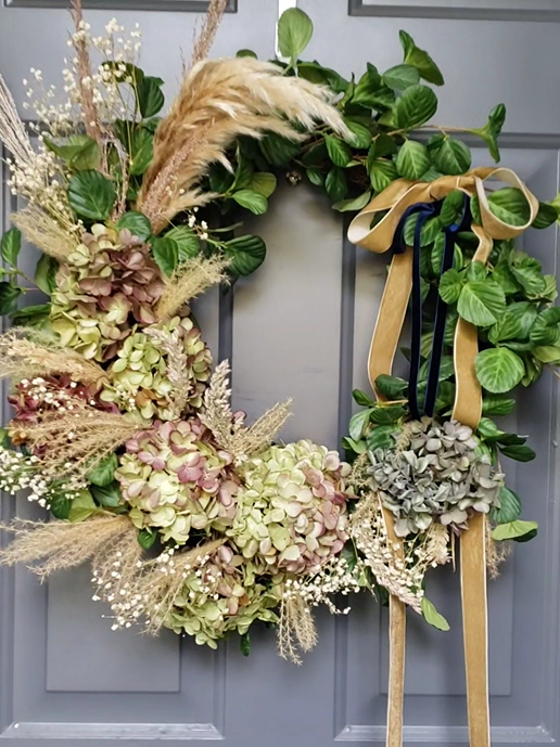 Handcrafted Hydrangea Wreath – The Perfect All-Season Front Door Decor
