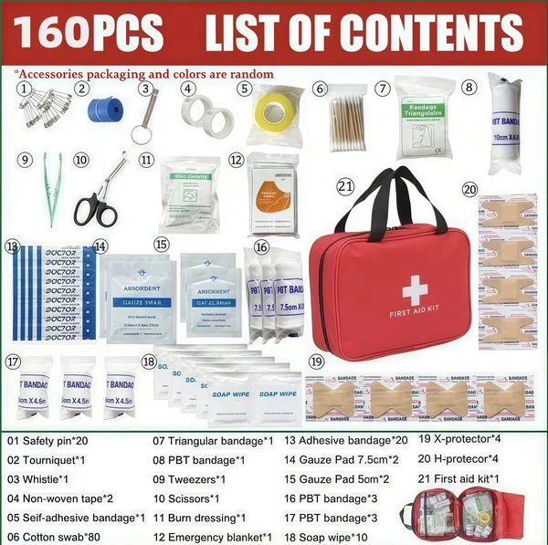 330 Piece Waterproof First Aid Kit For Emergencies