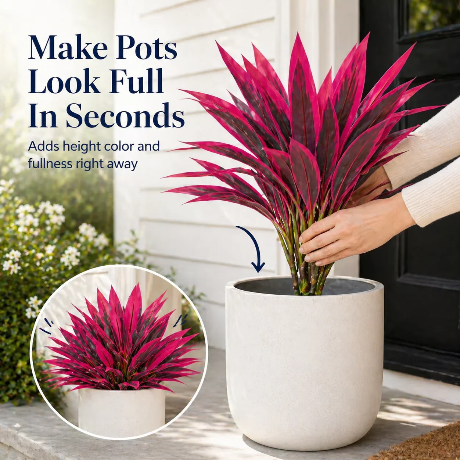 Large Realistic Artificial Boston Fern & Dragon's Blood Tree Plants