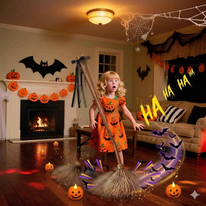 🔥Self-Moving Halloween Witch Broom: Motion-Activated Spooky Decor🔥