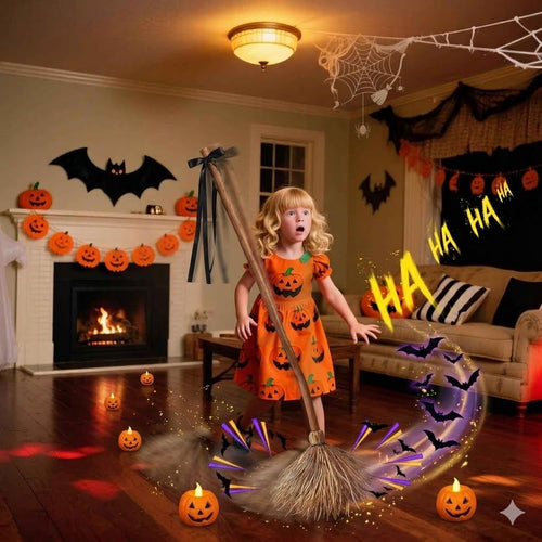 🔥Self-Moving Halloween Witch Broom: Motion-Activated Spooky Decor🔥