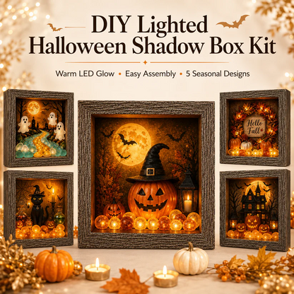 🔥Halloween Early Bird Sale🎃DIY Lighted Halloween Shadow Box Kit – Warm LED Fall Decor & Easy Seasonal Craft