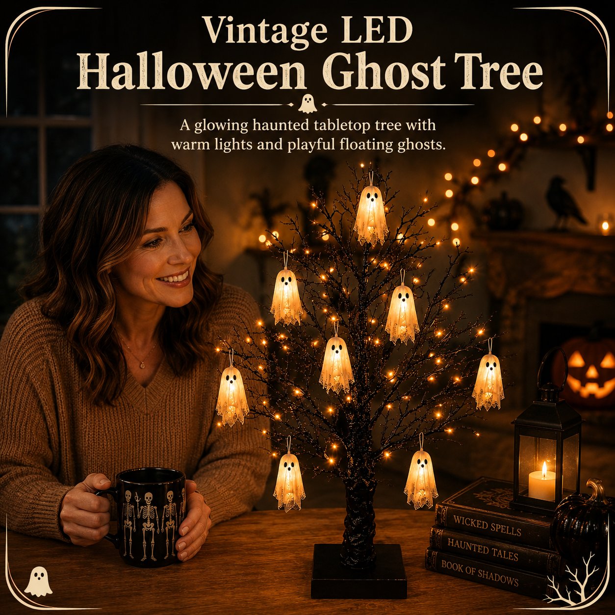 Vintage LED Halloween Ghost Tree