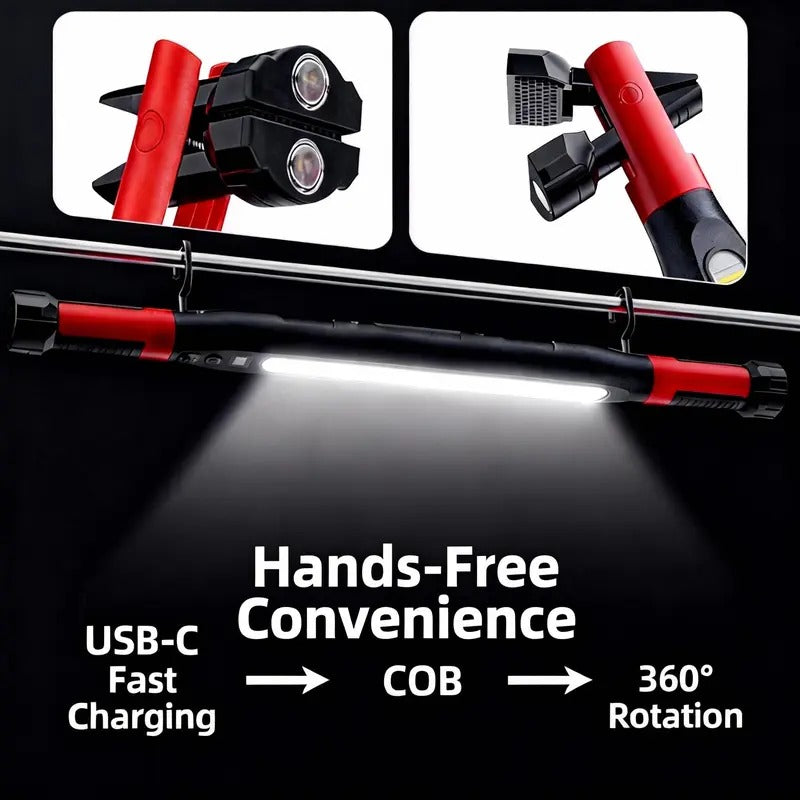 Magnetic COB Work Light | USB Rechargeable Auto Repair Light with Hook & Clip