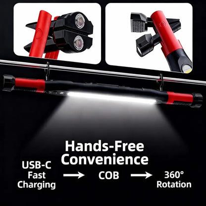 Magnetic COB Work Light | USB Rechargeable Auto Repair Light with Hook & Clip