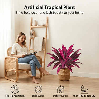 Large Realistic Artificial Boston Fern & Dragon's Blood Tree Plants