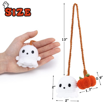 👻Handmade Halloween Hanging Ornament Crochet Pumpkin And Ghost