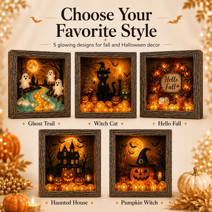 🔥Halloween Early Bird Sale🎃DIY Lighted Halloween Shadow Box Kit – Warm LED Fall Decor & Easy Seasonal Craft