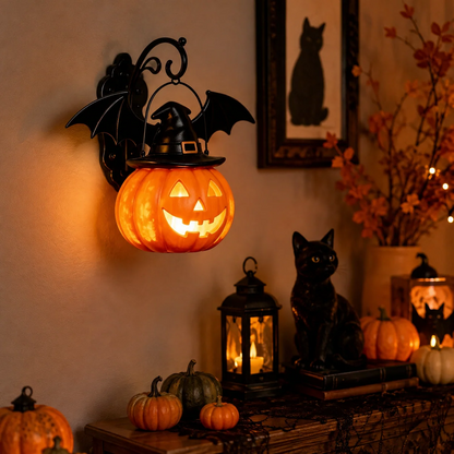 Bat Hat Pumpkin Wall Lamp