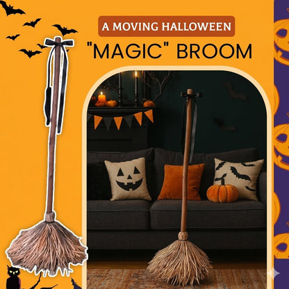 🔥Self-Moving Halloween Witch Broom: Motion-Activated Spooky Decor🔥