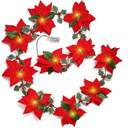 🎄5K+ people purchased it in the past week.✨ Christmas Poinsettia LED Garland String Lights