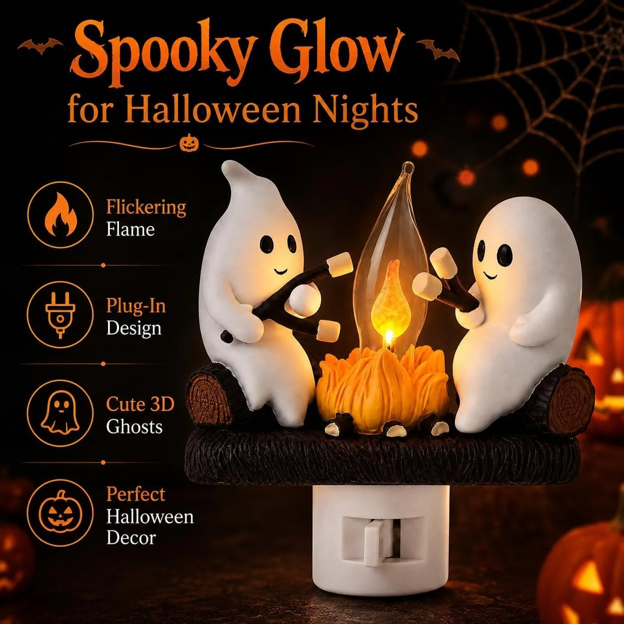 👻 Plug In the Cutest Halloween Glow — Adorable Ghost Outlet Night Light 🎃✨