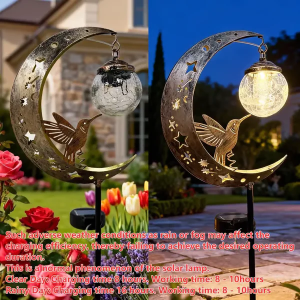 Hummingbird Moon Solar Garden Stake Light