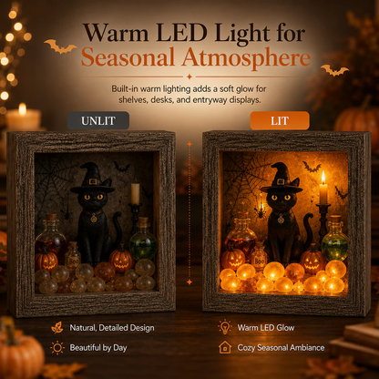 🔥Halloween Early Bird Sale🎃DIY Lighted Halloween Shadow Box Kit – Warm LED Fall Decor & Easy Seasonal Craft