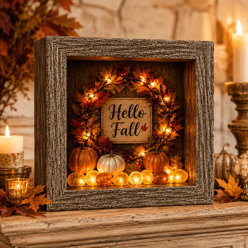 🔥Halloween Early Bird Sale🎃DIY Lighted Halloween Shadow Box Kit – Warm LED Fall Decor & Easy Seasonal Craft