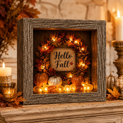 🔥Halloween Early Bird Sale🎃DIY Lighted Halloween Shadow Box Kit – Warm LED Fall Decor & Easy Seasonal Craft