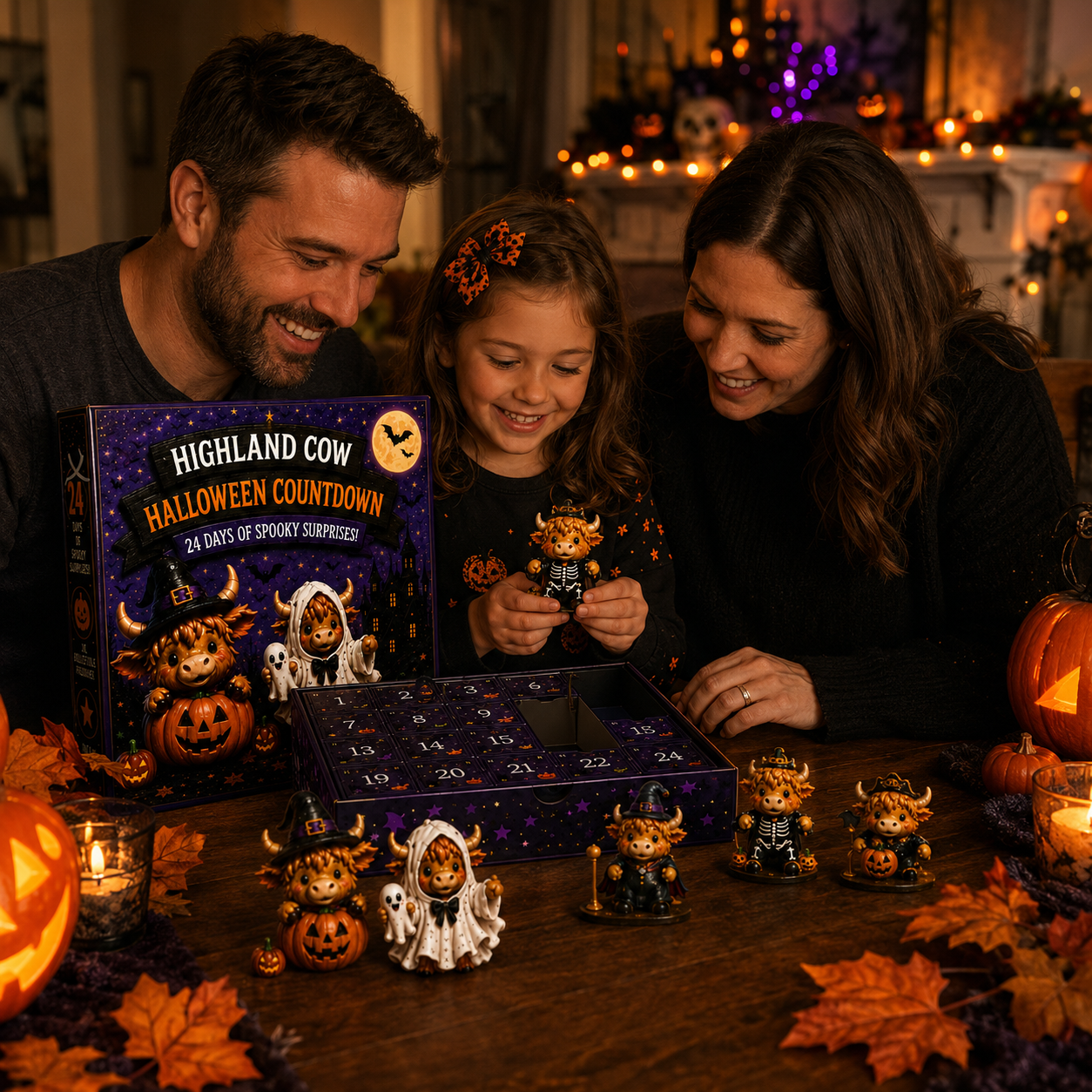 🔥 50% OFF | 24-Day Halloween Countdown Calendar 🎃 Highland Cow & Cute Ghost Editions 👻