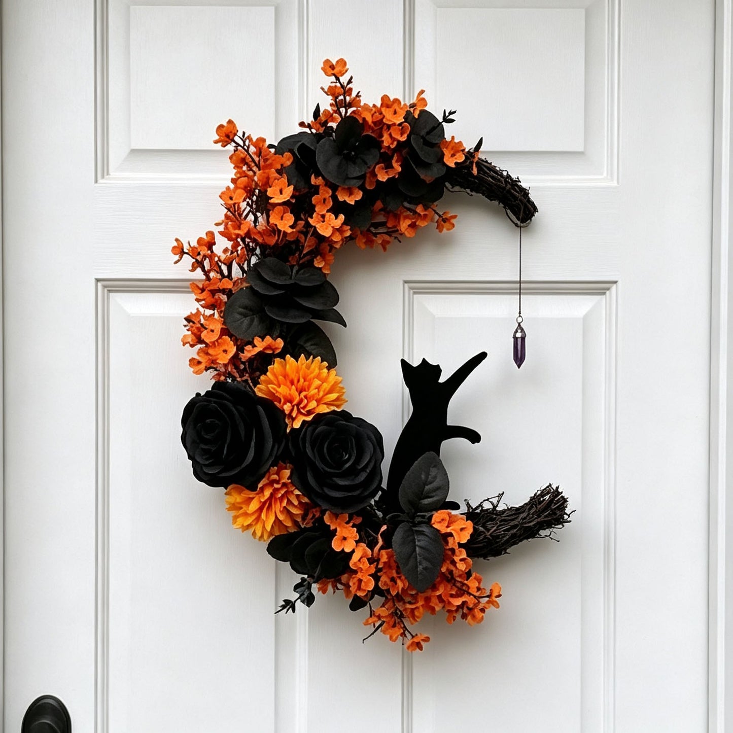 Handmade Halloween Cat Wreath