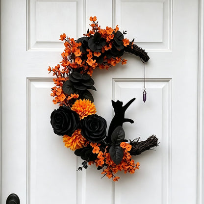Handmade Halloween Cat Wreath