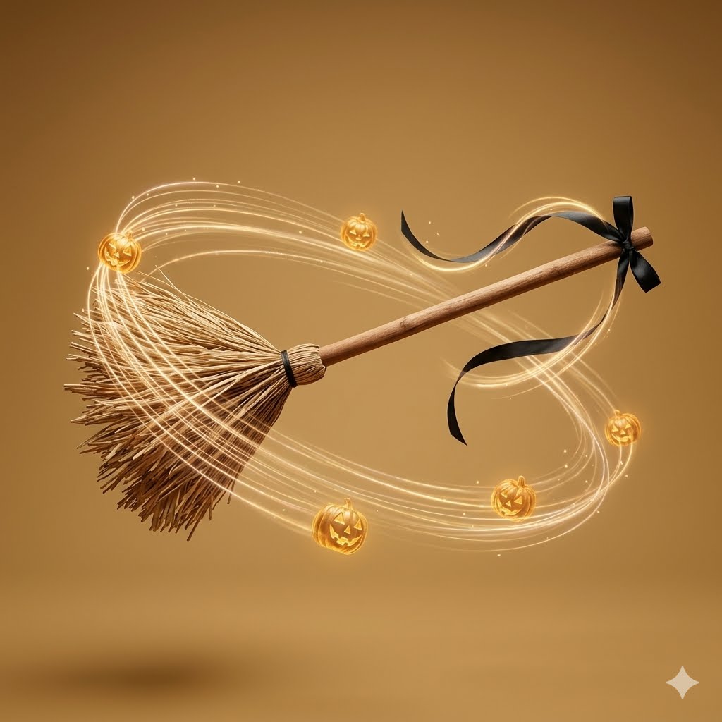 🔥Self-Moving Halloween Witch Broom: Motion-Activated Spooky Decor🔥