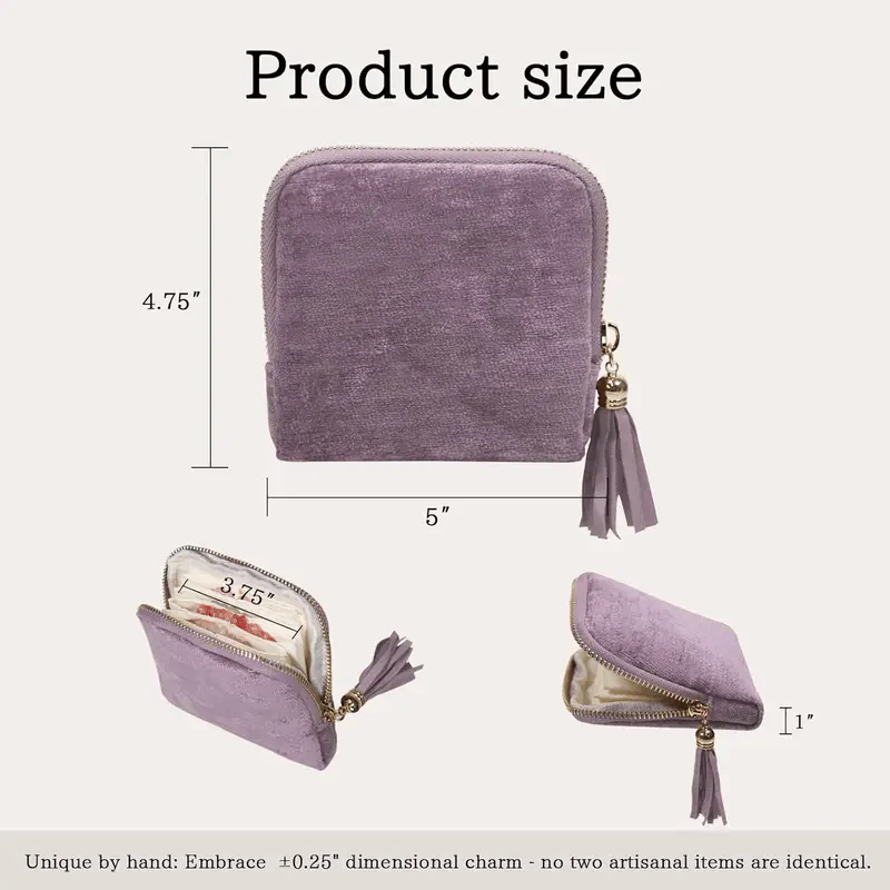 Jewelry Zippered Pocket CaseTravel Jewelry Bag PortableOrganizer