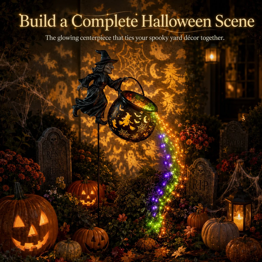 5K+ people purchased it over the past week.🧙‍♀Halloween Witch Cauldron Garden Light🎃✨