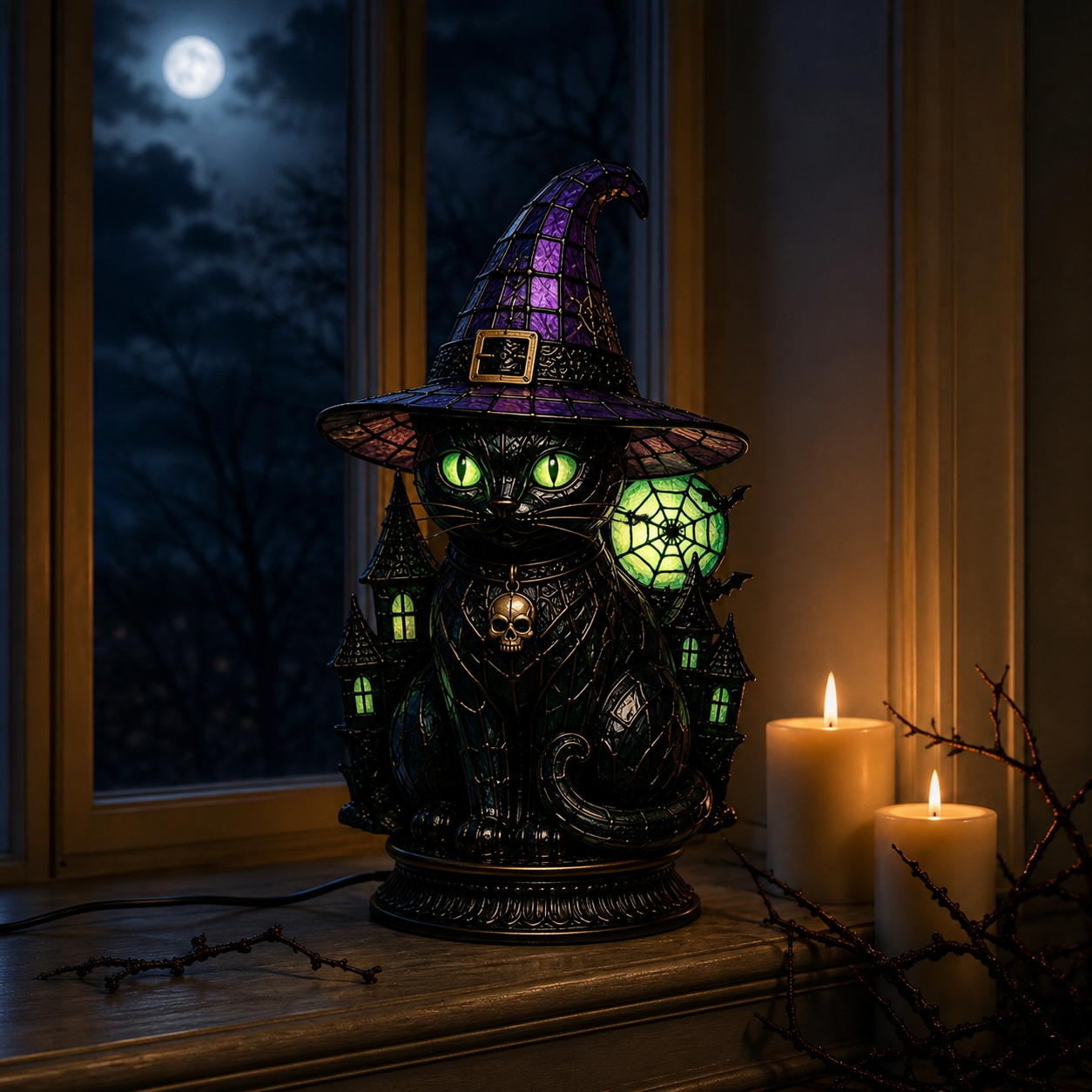 🎃7-Piece Halloween Stained Glass-Style Lighted Figurine Collection