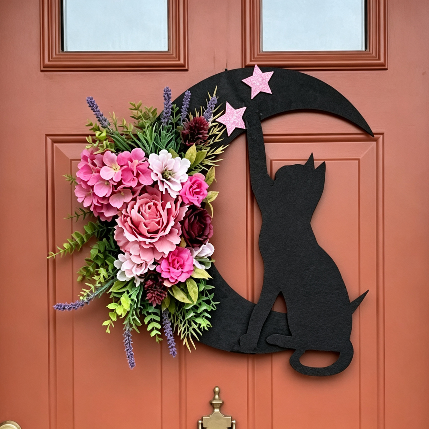 Handmade Halloween Cat Wreath