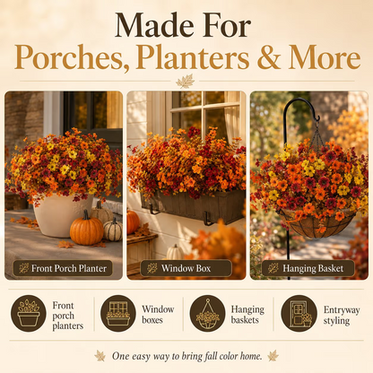 Fall Artificial Flower Halloween, UV Resistant Colorful Fake Flower
