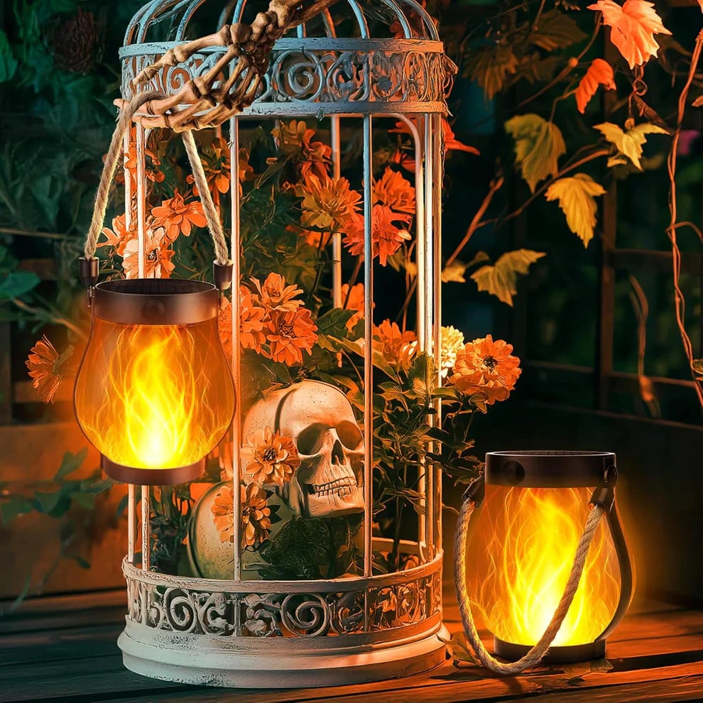 🔥Last Chance Before They're Gone! Solar Flame Lanterns – No Wiring, Auto-On at Dusk!