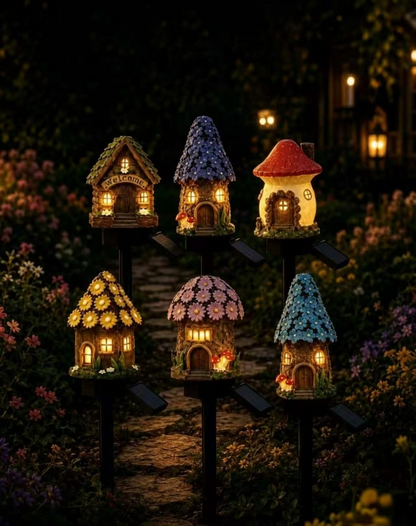 Solar Fairy-Tale Mushroom Cottage Garden Light