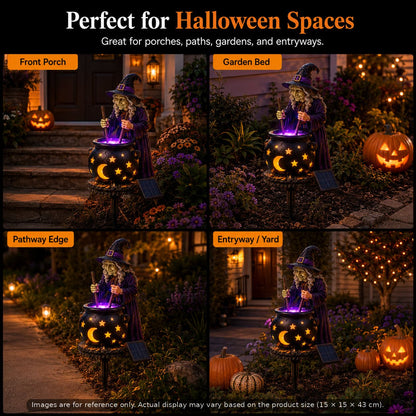 ☀️🔮Solar Witch Cauldron Garden Light – Glowing Halloween Yard Decor