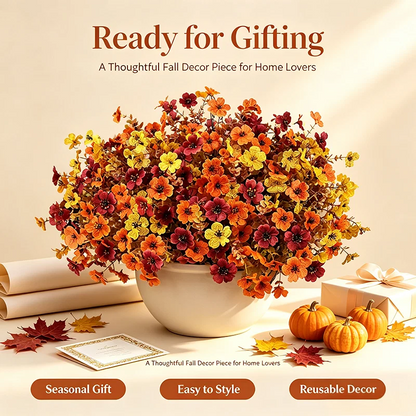 Fall Artificial Flower Halloween, UV Resistant Colorful Fake Flower